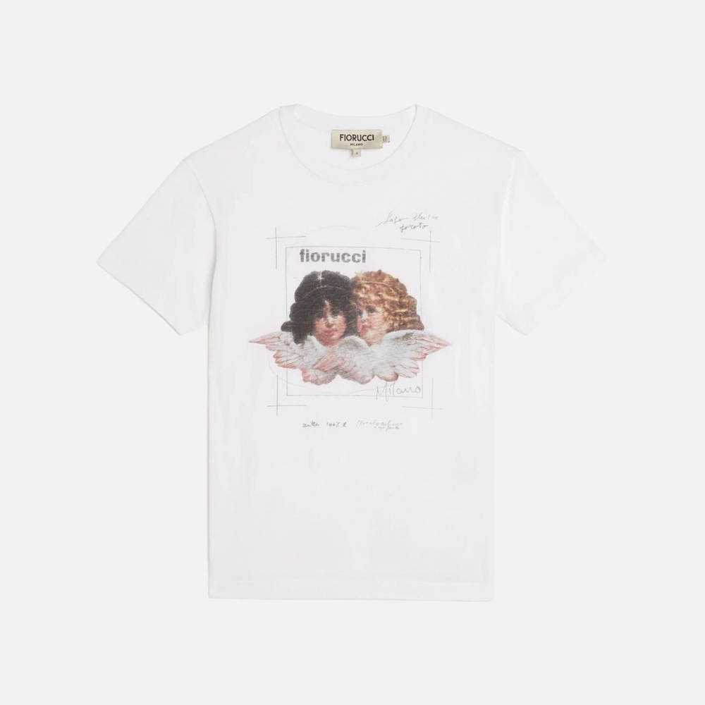 Fiorucci White Angel Print T-Shirt Size Small New with Tags